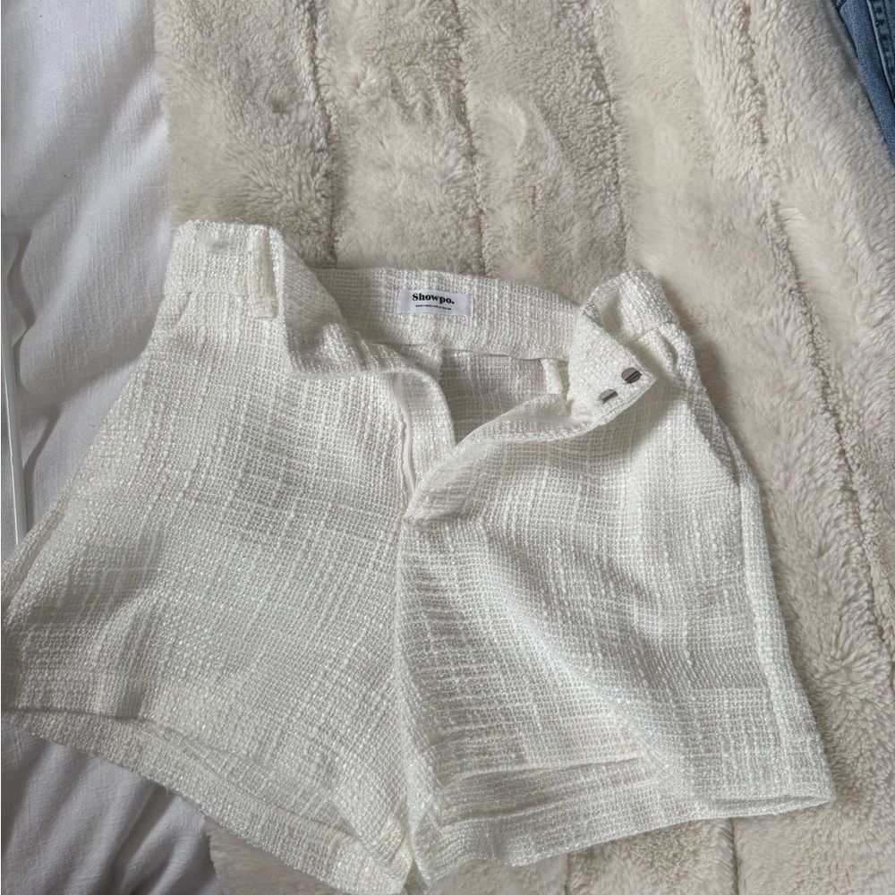 ADELAIDE TWO PIECE SET - CROP TOP AND SHORTS SET IN WHITE